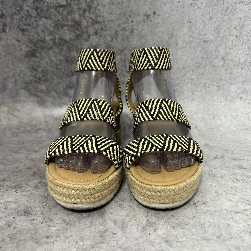 Steve Madden Jennie Sandals Women 8.5 Woven Espadrille Platform Cork Wedge